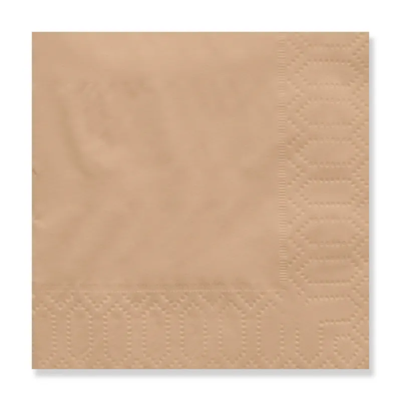 Beige 2-ply cocktail napkin, 7.87 in open (3.94 × 3.94 in folded)
