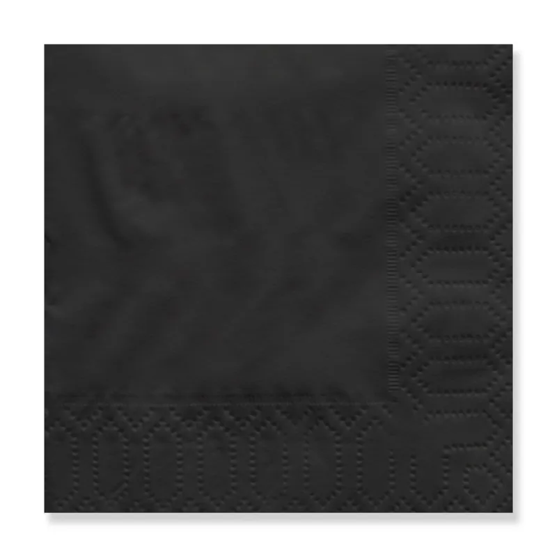 Black 2-ply cocktail napkin, 7.87 in open (3.94 × 3.94 in folded)