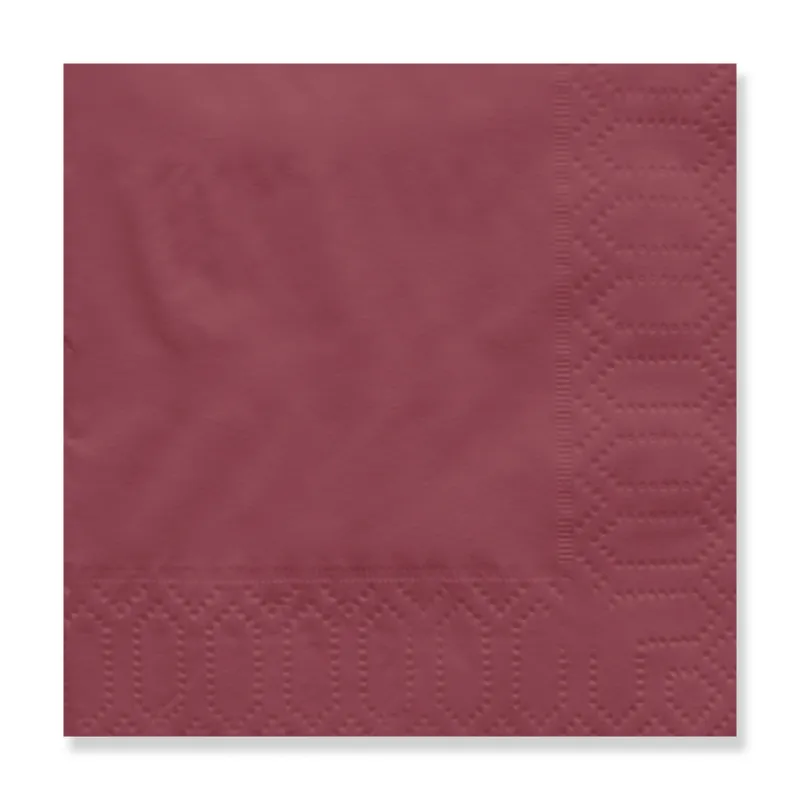 Burgundy 2-ply cocktail napkin, 7.87 in open (3.94 × 3.94 in folded)