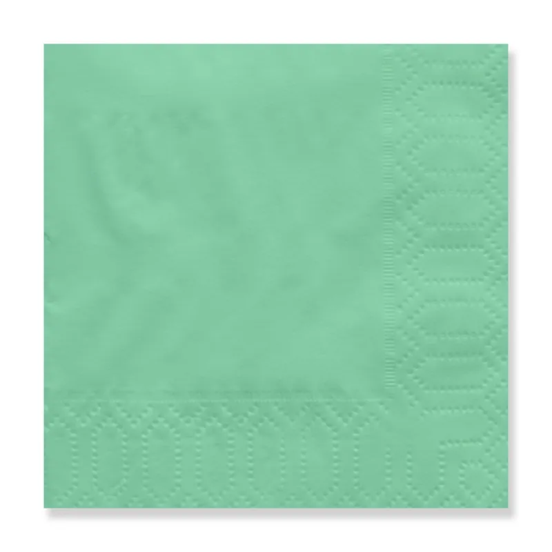 Mint green 2-ply cocktail napkin, 7.87 in open (3.94 × 3.94 in folded)