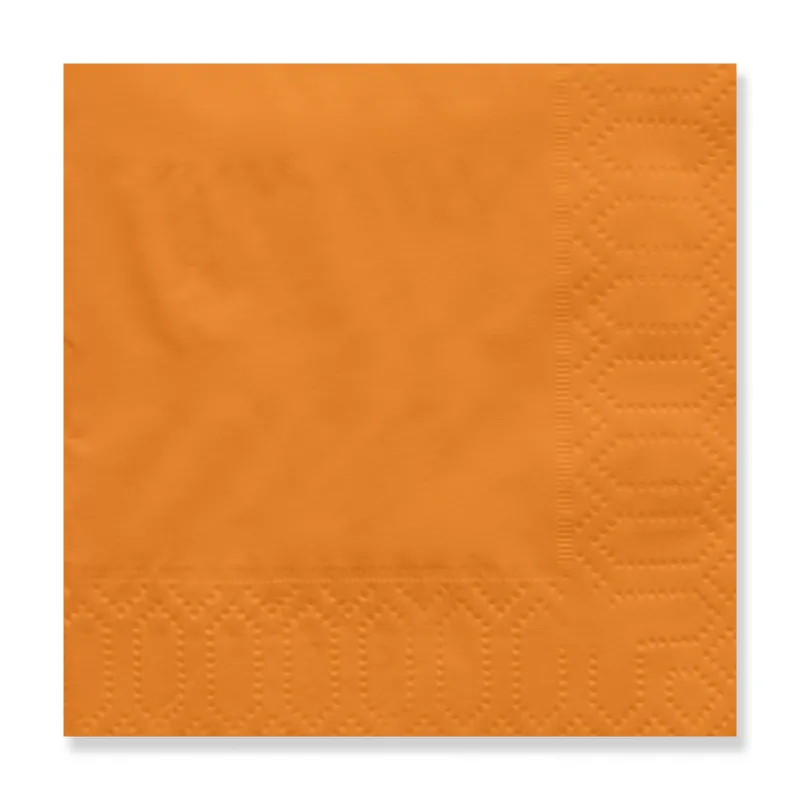 Orange 2-ply cocktail napkin, 7.87 in open (3.94 × 3.94 in folded)