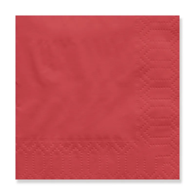 Red 2-ply cocktail napkin, 7.87 in open (3.94 × 3.94 in folded)