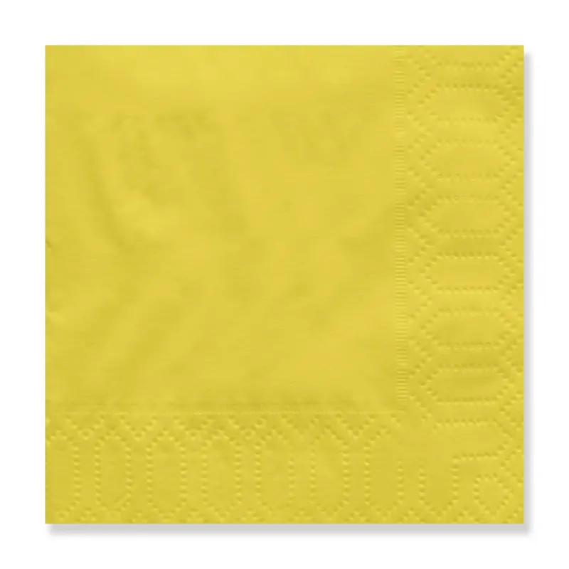 Yellow 2-ply cocktail napkin, 7.87 in open (3.94 × 3.94 in folded)