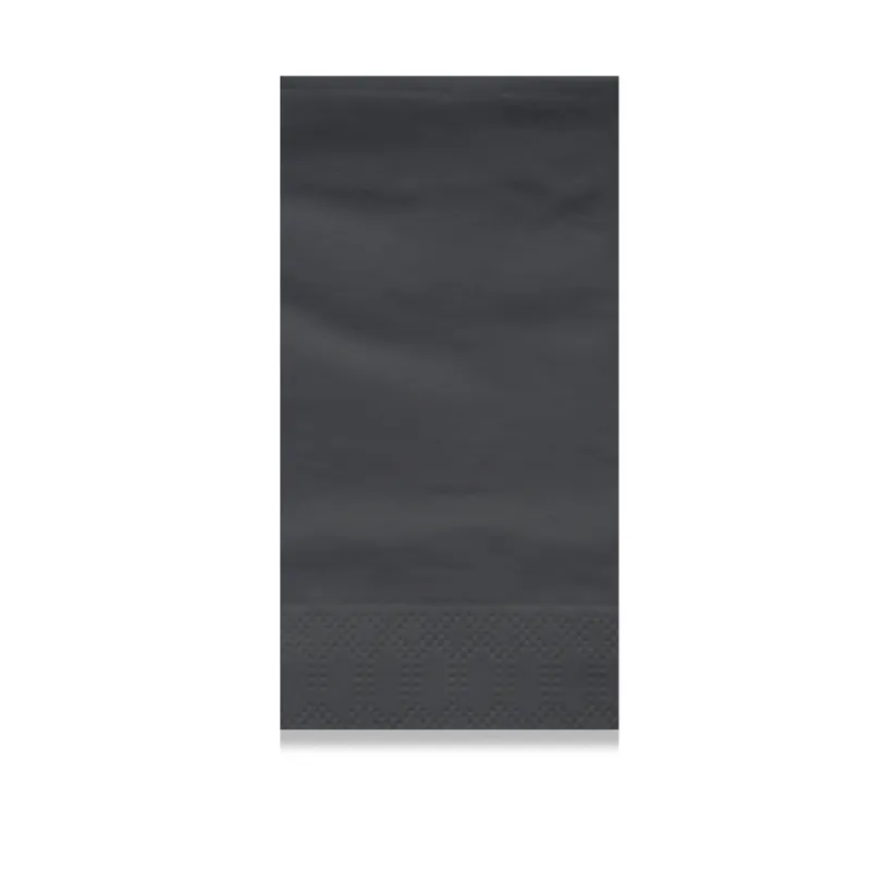 Black 2-ply napkin in 1/8 fold, 15.75 in open (3.94 × 7.87 in folded)