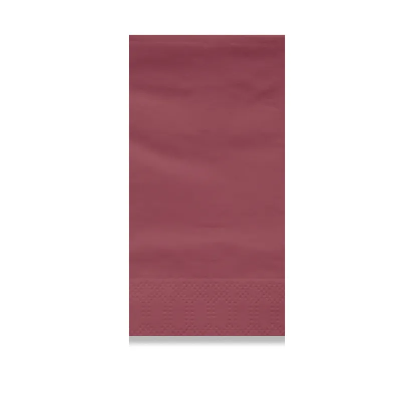 Burgundy 2-ply napkin in 1/8 fold, 15.75 in open (3.94 × 7.87 in folded)
