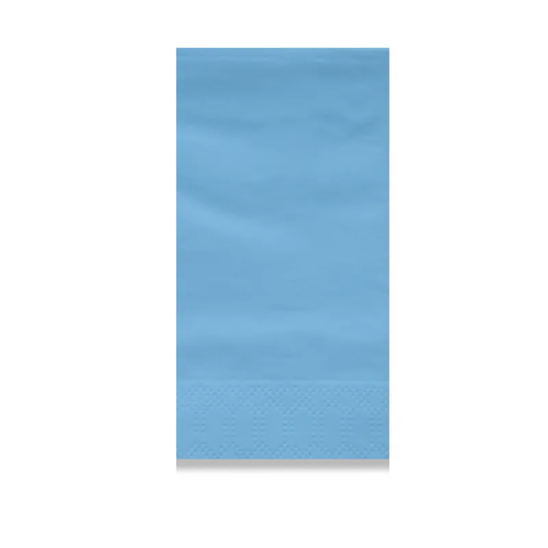 Light blue 2-ply napkin in 1/8 fold, 15.75 in open (3.94 × 7.87 in folded)