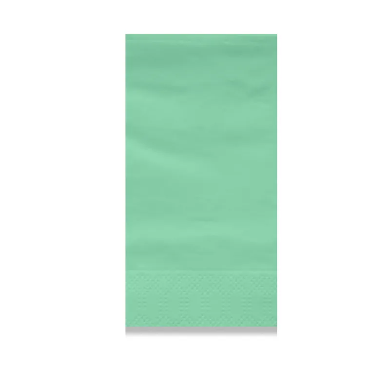 Mint green 2-ply napkin in 1/8 fold, 15.75 in open (3.94 × 7.87 in folded)